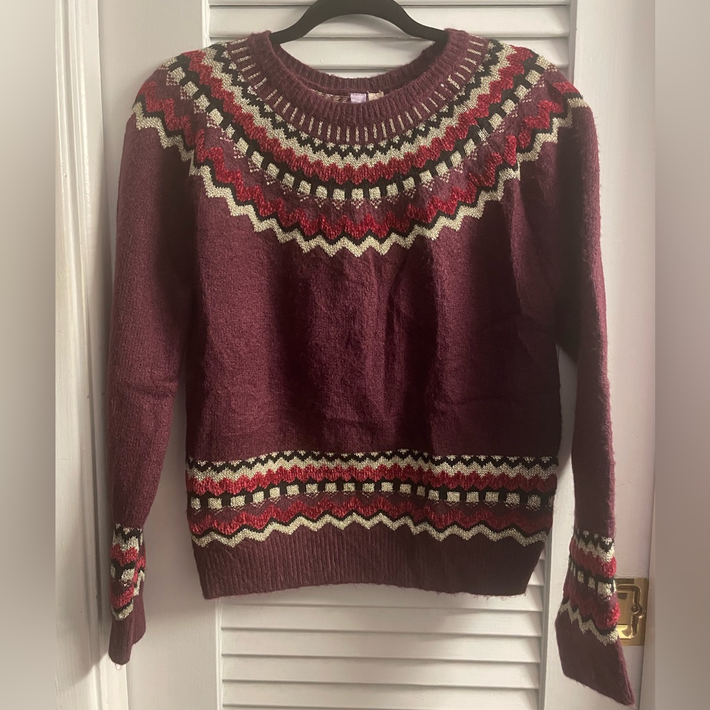 Alya Anthropologie Multi Texture Sweater W/Metallic Detailing In Decorative Trim